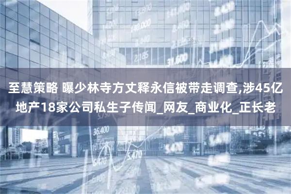 至慧策略 曝少林寺方丈释永信被带走调查,涉45亿地产18家公司私生子传闻_网友_商业化_正长老